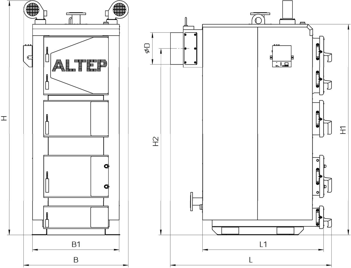 Маркировка котла. Altep Duo Uni Plus 150 схема. Котел Altep Duo Uni чертеж изготовления. Твердотопливный котел 150 КВТ. Мозги котёл Altep Duo.